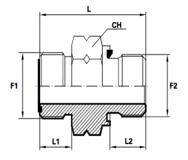 Rechte inschroefkoppeling male ORFS/male metrisch met seal (Koppelingsmaat 1: 13/16'', Koppelingsmaat 2: 16x1.5'')