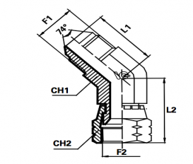 Adapter male JIC/female JIC wartel 45° (Koppelingsmaat 1: 1 1/16'', Koppelingsmaat 2: 1 1/16'')